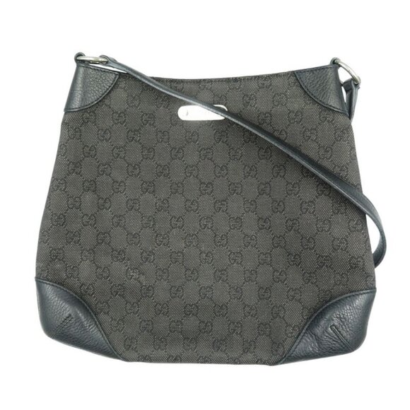 Gucci GG Canvas Silver Hardware Black Shoulder Bag 1087